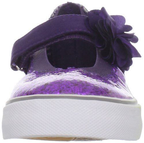 Morgan & Milo Kid's Sparkle Floral Mary Jane Sneaker (Infant/Toddler/Little Kid), Deep Purple, 8.5 M US Toddler2