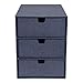 Bigso Box of Sweden Ingrid 3-Drawer Fiberboard Desk Organizer for Office Supplies and Accessories - Stackable Makeup Drawer Organizer - 6.3in x 9.9in x 8.1in - Blue