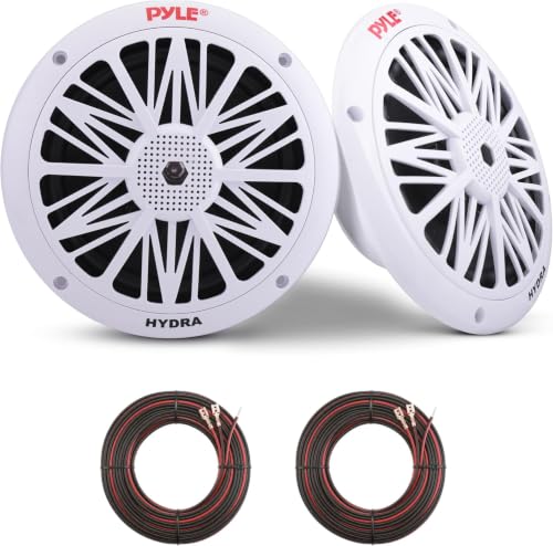 Image of Pyle 6.5 Inch Dual Marine Speakers - 2 Way Waterproof and Weather Resistant Outdoor Audio Stereo Sound System with 200 Watt Power, Poly Carbon Cone and Butyl Rubber Surround-1 Pair (White) (Pack of 8)