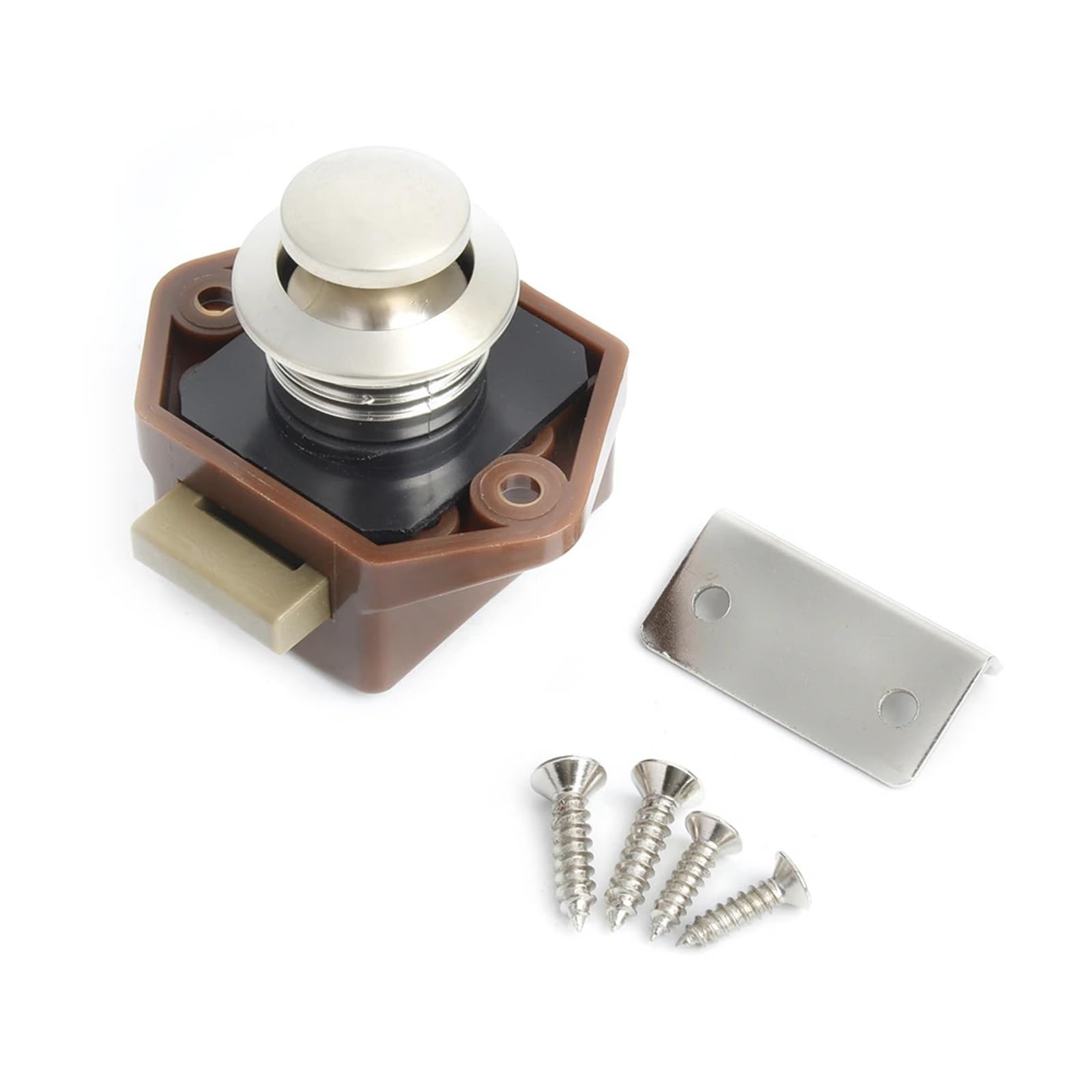 Jwvialel Small Brown Push Lock Home Cabinet Drawer Latch Button Locks Furniture Hardware 10Pcs(Small Brown)