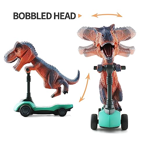 Image of DINOBROS Dinosaur Scooter Toys Pull Back Cars Mini Finger Kick Scooters Boy Toy Age 3 4 5 6, Dino Gift Sets for Kids 4-Pack