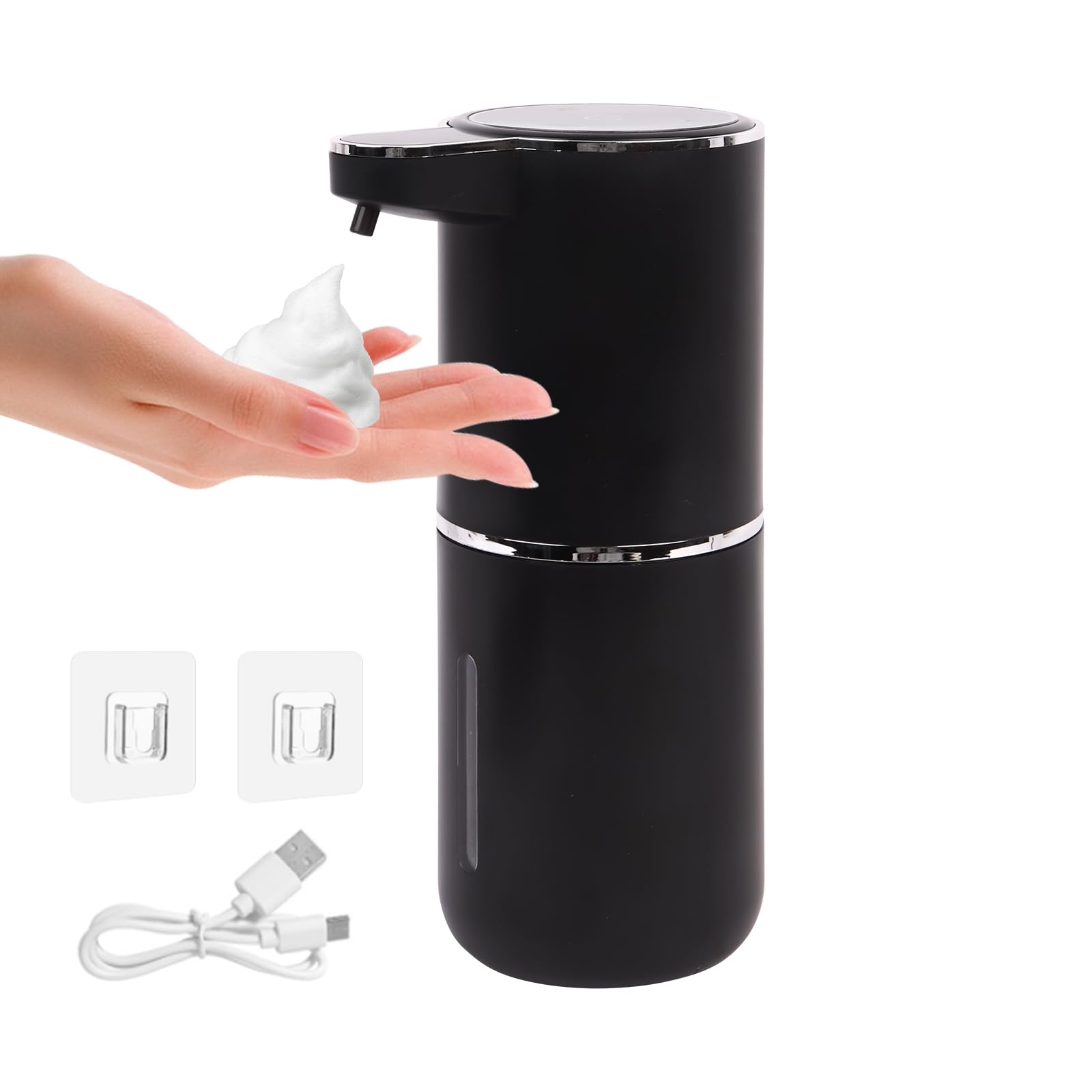 Bomiclss Black Automatic Foaming Soap Dispenser Touchless Foam Soap Dispenser 380Ml Rechargeabled Wall Mounted Smart For Bathroom And Kitchen Dish Soap Easy For Toddlers (Black)
