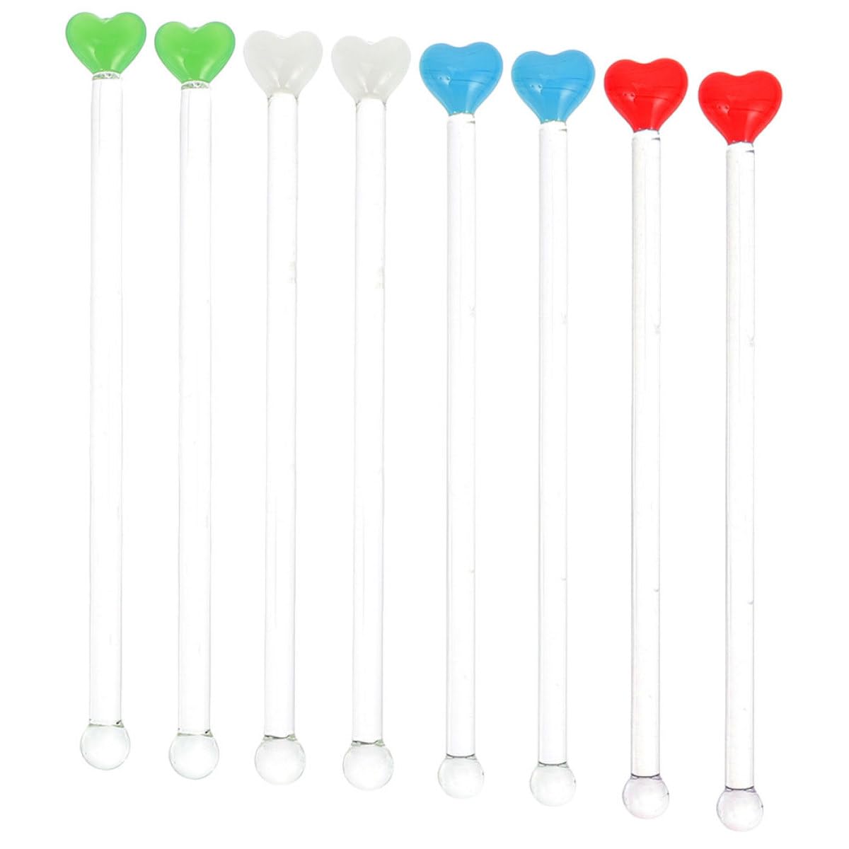 Bastoncini di vetro Swizzle, 8 pezzi, a forma di cuore, eleganti aste per mescolare cocktail e vino, perfette per uso domestico e bar