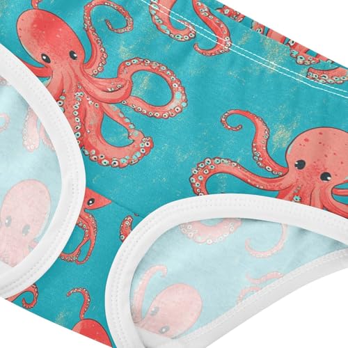 Wusikd Cute Octopuses Girls' Underwear Cotton Girls Briefs Soft Toddler Underwear 2T4