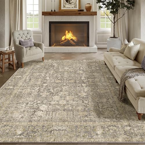 HUGEAR Alfombra Salon Marrón Oscuro Antideslizante Alfombras Lavables en Lavadora Tapetes para Sala 180x270cm Habitacion Dormitorio Comedor Flor Vintage Grande Tapete Pelo Corto tapete Quarto