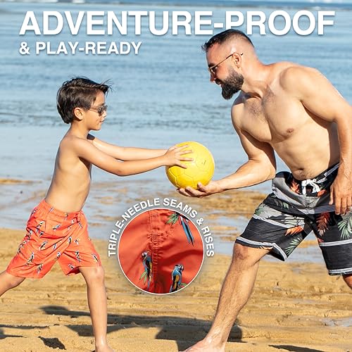 Image of Kanu Surf Boys' Victor Stripe Quick Dry Beach Board Shorts Swim Trunk