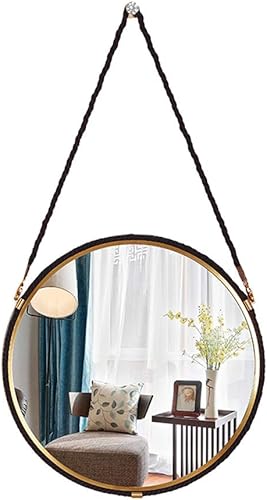 Espejo de maquillaje de acero inoxidable chapado en cáñamo cepillado para colgar en el hotel, baño, espejo de maquillaje decorativo HD