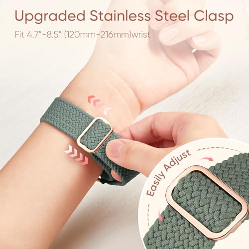 Image of Braided Stretchy Band Compatible with Apple Watch 40mm 41mm 42mm 38mm 44mm 45mm 46mm 49mm Women Men, Breathable Adjustable Nylon Sport Solo Loop Strap for iWatch Series 11 10 9 8 7 6 5 4 3 SE /Ultra 2