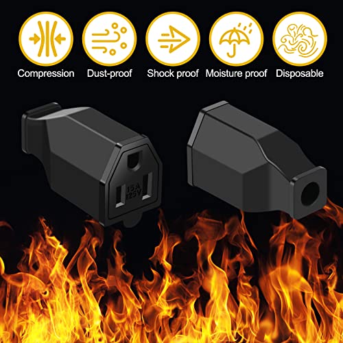 Image of Treela 20 Pcs Extension Cord Plug Replacement Female Extension Cord Ends 125v 15a 2 Pole 3 Wire Male and Female Connector Straight Plug Replacement Compatible with Nema 5-15r 1875w