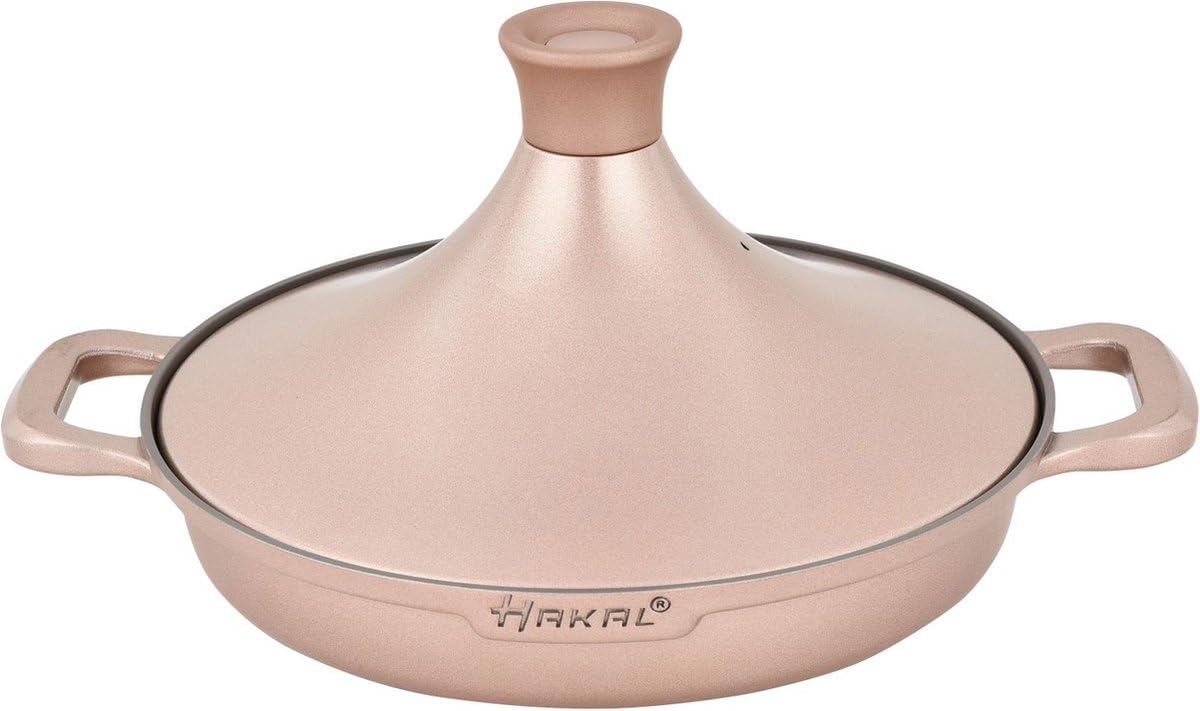 Cocinar Tajine Saffron 30 cm - Antiadherente - PFOA free- Apto para todas las placas - Oro rosa incl. guantes y fieltro