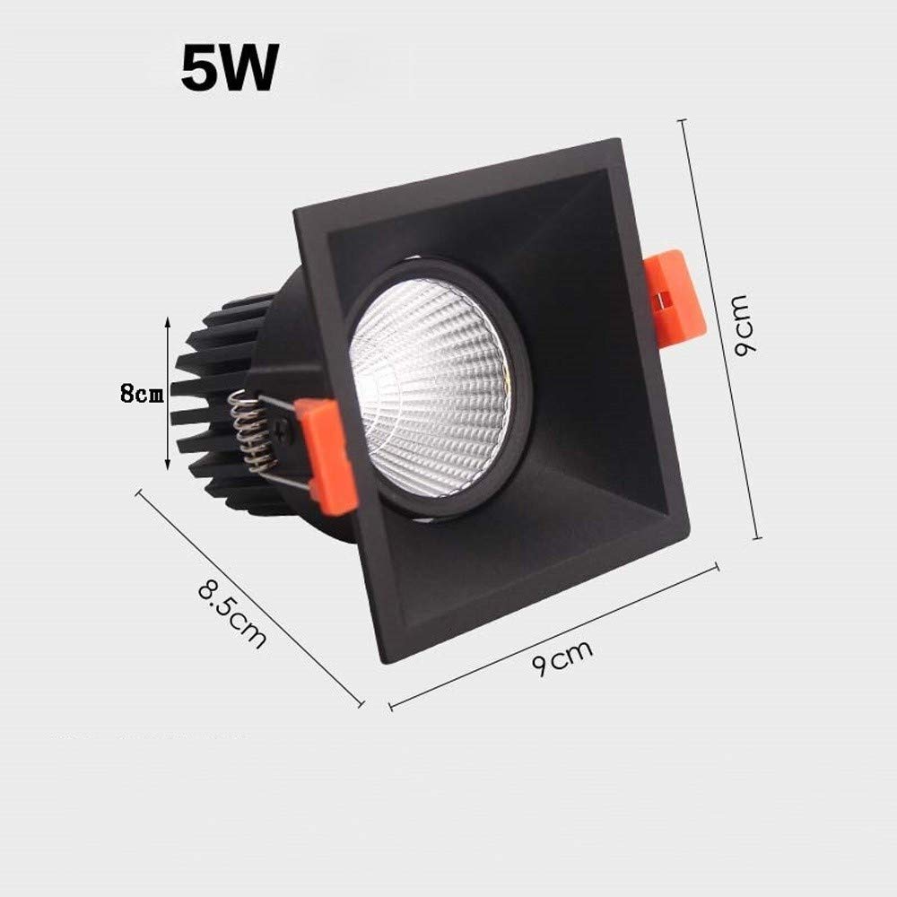 Faretti da Incasso Quadrati faretti da soffitto nascosti faretti da soffitto a LED in Metallo faretti da Incasso Neri Brillanti Illuminazione da Incasso per,Luce calda-5W