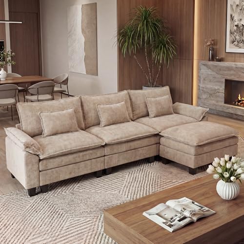 Image of URRED Oversized Modular Sectional Sofa，Khaki：122 inch L Shaped