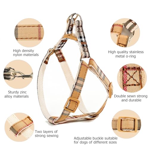 Cute Plaid Dog Collar Harness and Leash with Safety Buckle - Adjustable and No Pull Comfortable Dog Collars for Small Puppy, Stylish Durable Gift for Boy Girl Pets - Image 3