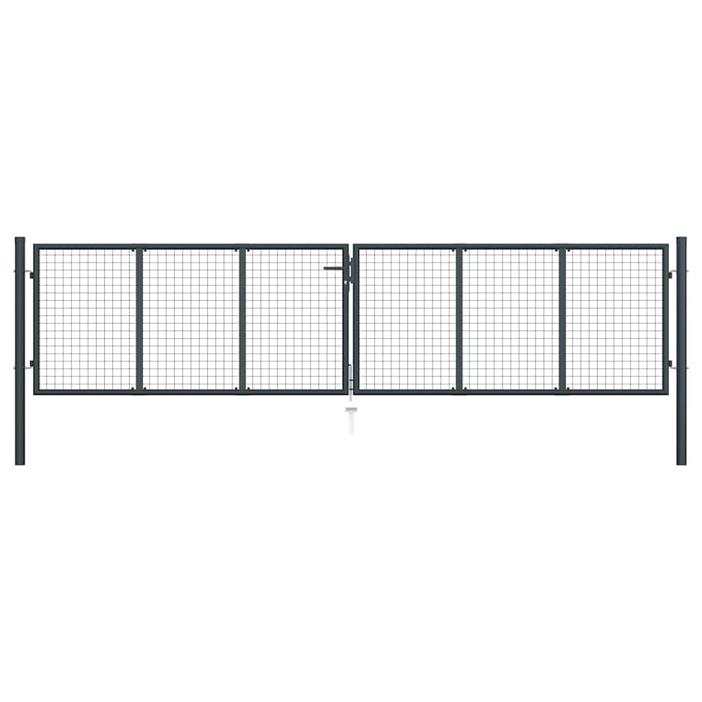vidaXL Puerta de Malla de Jardín para Valla Barrera Cancela de Cerca Patio Granja Entrada Estable y Duradera Acero Galvanizado Gris 400x150 cm