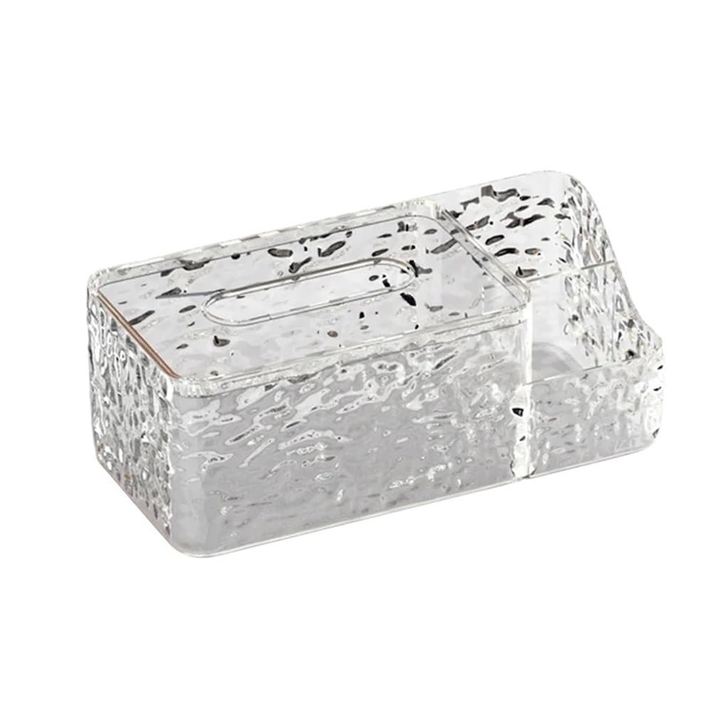 Tissue Holder Dispenser Tissue Box Water Wave Transparent Living Room Desktop Multifunctional Storage for Living Room(Clear)