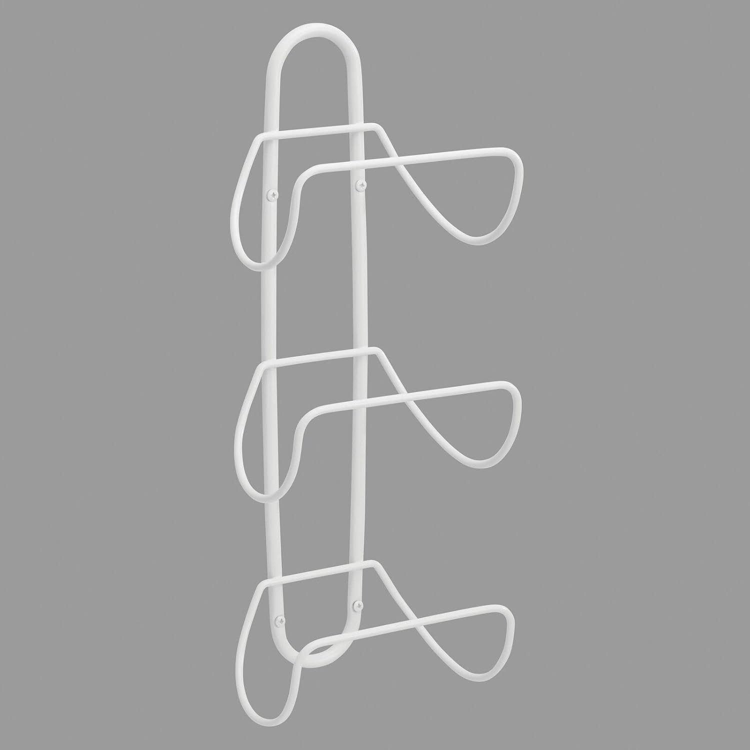 mDesign Modern Decorative Metal 3-Level Wall Mount Towel Rack Holder and Organizer for Storage of Bathroom Towels, Washcloths, Hand Towels - 2 Pack - White