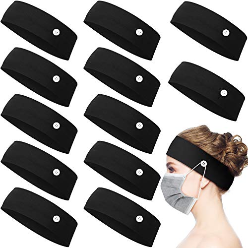 12 Pieces Button Headband Holder Non Slip Nurse Headbands Multicolored Ear Protection Holder for Men Women Ear Protection