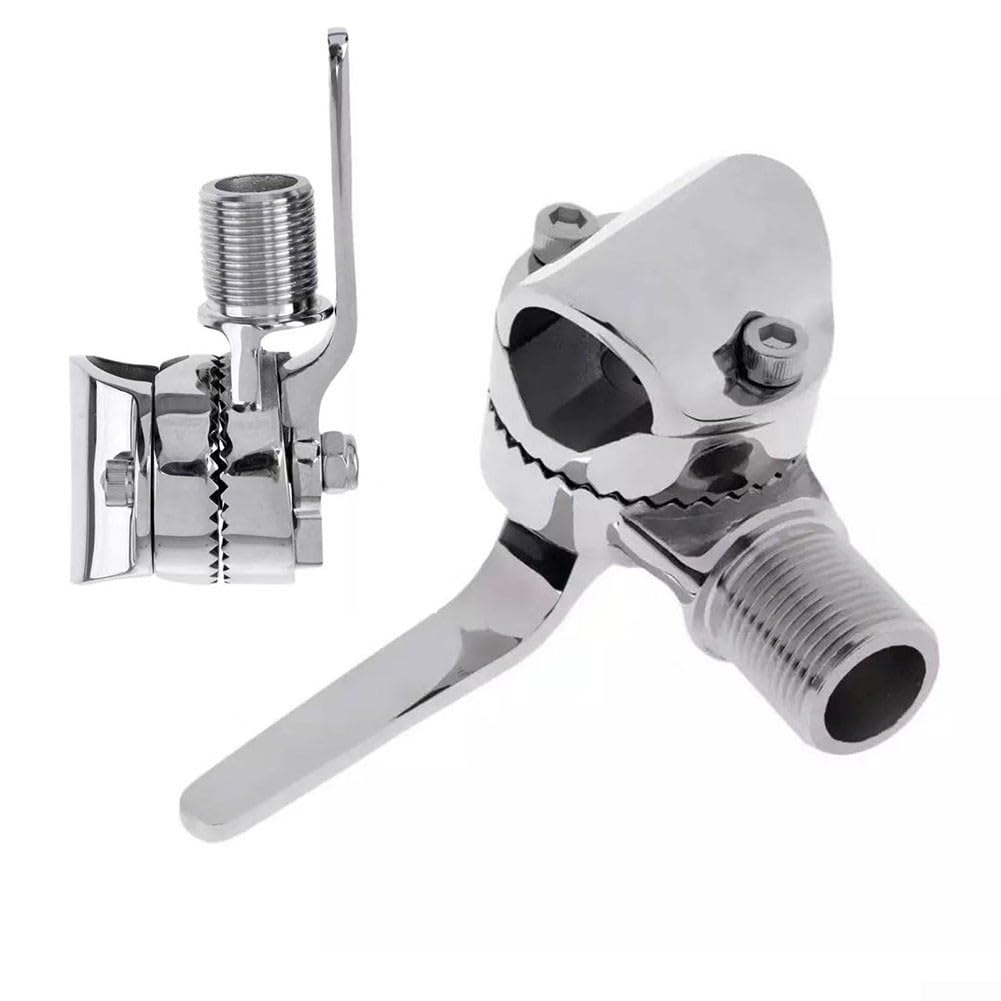 Zoegneer Marine VHF Antenna Mount 316 Acciaio Inox Regolabile Cricchetto Base Per 22-25mm Diametro Antenne Barca Yacht RV Staffa di Montaggio 270 ° 180 ° Angolo
