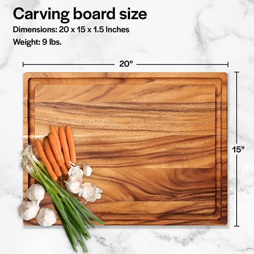 Villa-Acacia-Wood-Carving-Board-20-x-15-Inch-Large-with-Juice-Groove-and-Well
