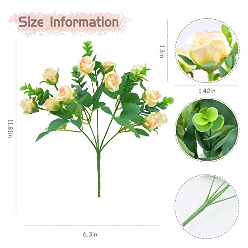 Shuotao Artificial Flowers Fake Silk Rose For Decoration 33 Heads Small Roses Blooming Faux Flower Bouquet With Stem For Diy Vase Home Wedding Party 3 Pack Champagne #TOP2