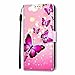 Miagon Wallet Case for Samsung Galaxy A02S,Creative Pattern Flip Leather Case Cover with Credit Card Slot ID Card Holder Kickstand,Pink Butterfly