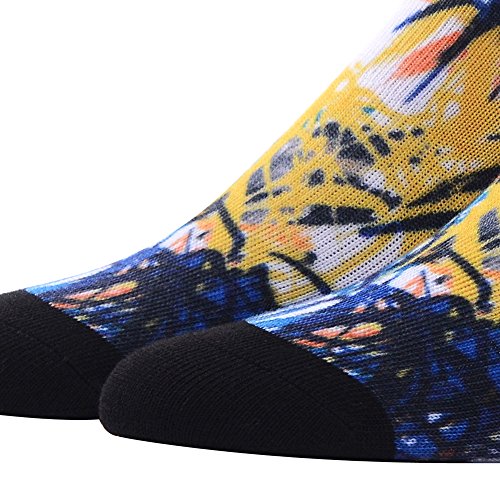 Crazy Athletic Crew Socks For Men, Meikan Colorful Novelty Unique Cool Art Pattern Printed Socks,3 Pairs Color 9,One Size #TOP7