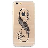 iPhone 6 Case, iPhone 6s Case, JAHOLAN Amusing Whimsical Designs Clear TPU Soft Case Rubber Silicone Skin Cover for Normal 4.7 inches iPhone 6/6s - Feather Life and Love