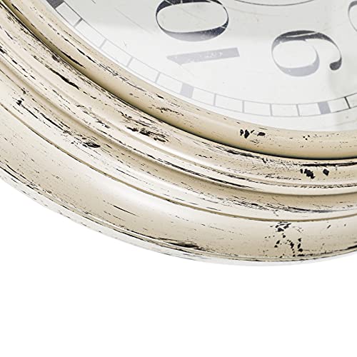 Peohud Silent Wall Clock, 12 Inch Vintage Non Ticking Quartz Battery Operated Round Clock, Rustic Wall Clock For Living Room Kitchen Home Office Classroom School, Creamy White #TOP2