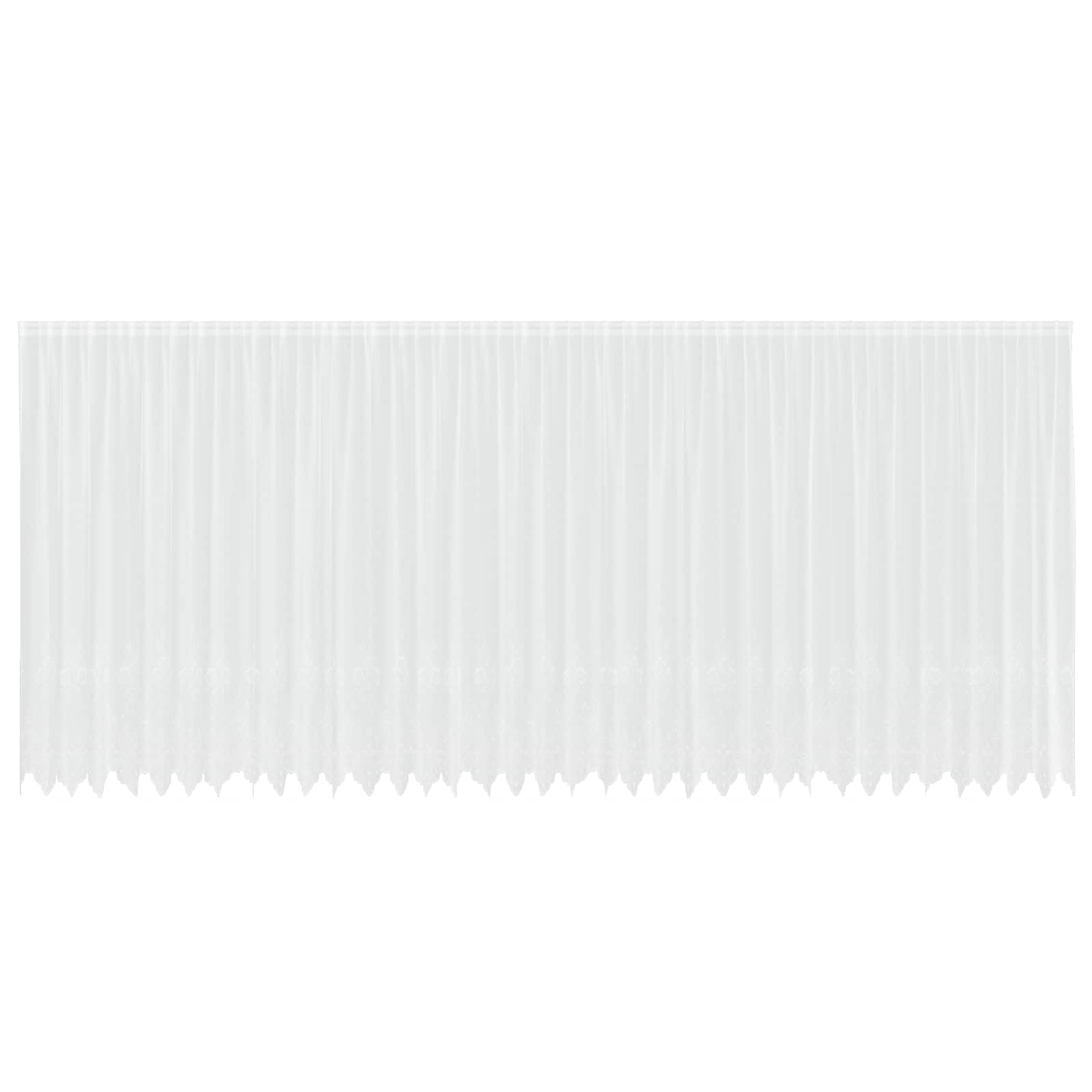 Rideau en Dentelle Floral Blanc 220 x 900 cm, Voilage Translucide en Polyester pour Salon, Chambre et Bureau, Grand Panneau Décoratif avec Crochets de Suspension
