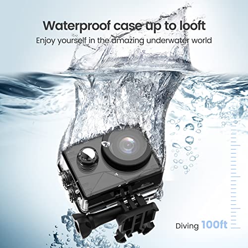 Hls Waterproof Action Camera 4K Stabilization With 3 Batteries 1350Mah For Video,4K Wifi Remote Underwater Cameras With Wide Angle Lens Hd,Sports Action Video Cameras With Accessories Mount Kit #TOP1