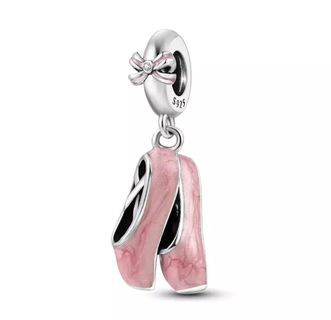 Ciondolo a forma di scarpette da ballo, in vero argento Sterling 925, compatibile con braccialetti Pandora