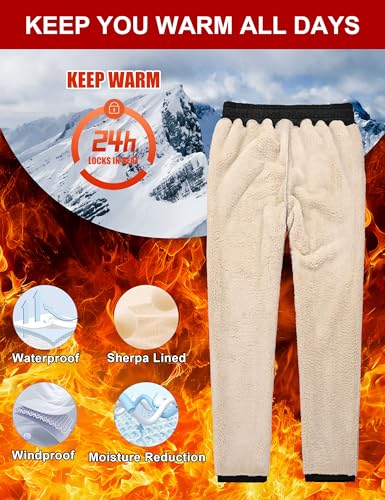 MAGCOMSEN Men's Winter Fleece Pants Sherpa Lined Sweatpants Thermal Warm Thicken Pants Active Joggers with 3 Pockets3