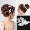 60 Pieces Bridal Wedding Hair Pins Silver Pearl Rhinestone Crystal Flower U Shape Clips Diamond Jewelry Updo Hair Barrettes Prom Styling Decorations Accessories for Brides Bridesmaids Women