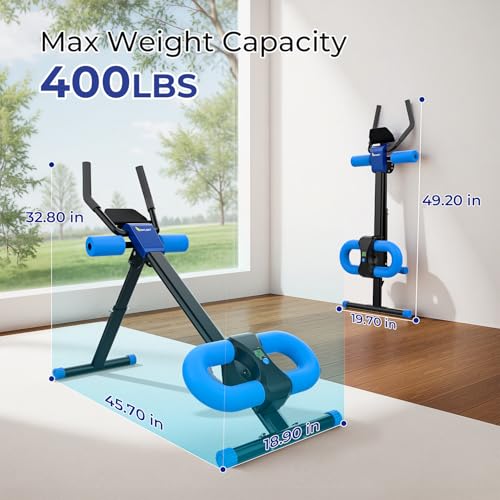 Image of MR. CAPTAIN Ab Machine, Adjustable Ab Trainer Machine for Abs Workout at Home Gym, Foldable, LCD Monitor, Device Holder, 400 LBS, Abdominal Trainer for Stomach Workout