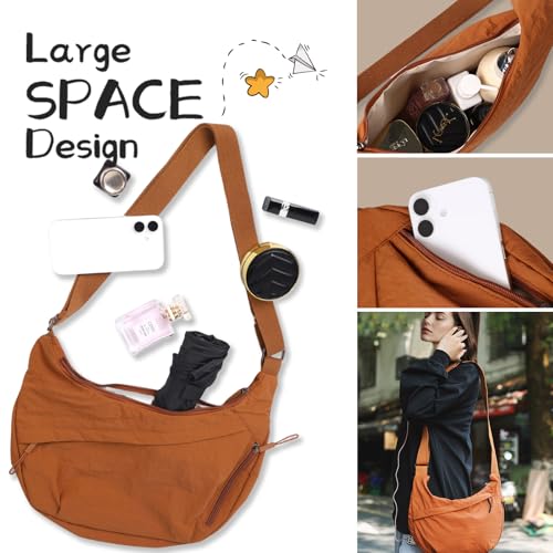 Crescent Bags for Women Nylon Hobo Crossbody Bags Casual Shoulder Handbags Multi-Pocket Sling Bag Lightweight Crossbody Purse4