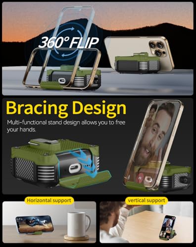 Image of Pohgelan for AirPods Pro 3 Case with Safety Lock-Dark Green | Carbon Fiber Texture Cover,Magnetic Automatic Lock with Cleaning Kit&Keychain,Compatible with Magsafe