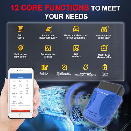 OBD2 Scanner Code Reader FA40 Auto Diagnostic Scan Tool Car Fault Check Engine Light Wireless Car Code Reader Compatible with iOS & Android Bluetooth 4.0 Auto Code Scanne