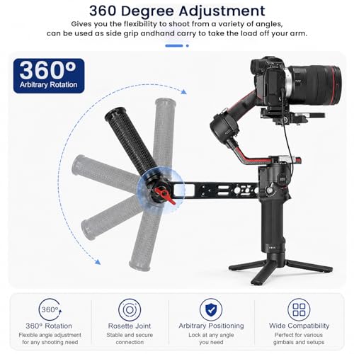 Image of ZORBES Gimbal Sling Handgrip Side Handle Grip Compatible with RS5 RS4 RS4 Pro RS3 RS3 Pro RS2 RSC2, Adjustable & Foldable Extension Handle Grip with Cold Shoe Mounts for Gimbal Filming