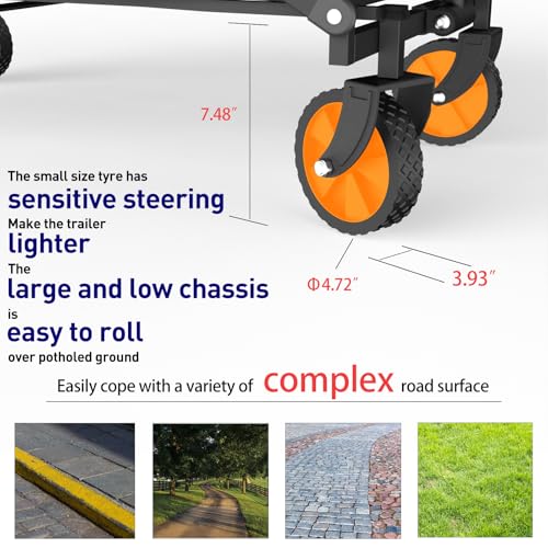 Image of SUZHI Small Foldable Wagon & Shopping carts with Wheels for Groceries, Black Wagon Carts Foldable, Apartment,Garden&Grocery Wagon, Collapsible Wagon Lightweight (2 Colors Optional)