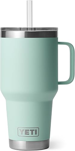 Miniatura 467 de YETI Rambler - Vaso de viaje con asa y tapa con popote, 35 onzas, vaso de agua de viaje, con asa, acero inoxidable, color blanco