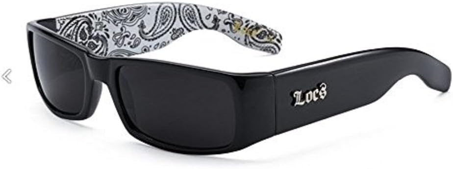 LOCS Sunglasses Hardcore Black 0103, Black / Bandana White, Adult