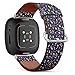 CJBROES Replacement Leather Watch Band, Compatible with Fitbit Versa 3 and Fitbit Sense of Wristband Bracelet Accessory - Leopard