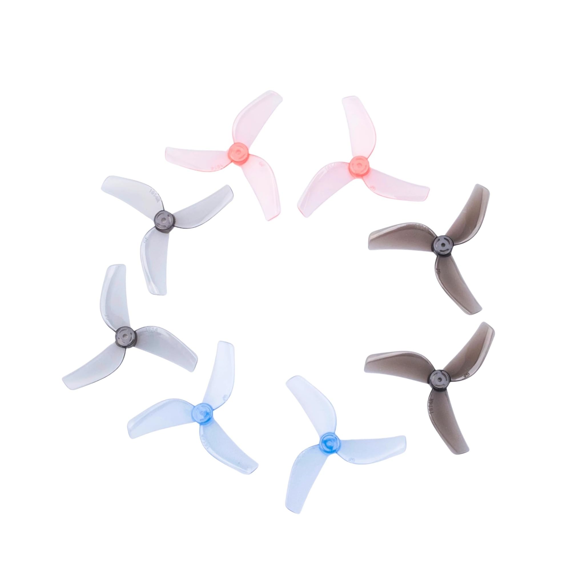 TUOKLNC 16PCS 8Pairs 1614 40mm 3-Blade PC Propeller T-Mount 1mm 1.5mm Shaft for 0805 Motor FPV RC Drone, Tri-Blade Prop for Tiny Whoop Micro Quadcopter DIY Parts(8Pairs Black 1mm)