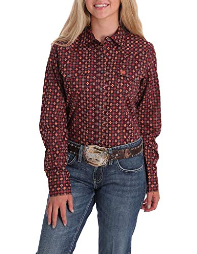 Cinch Women's Plum Diamond Tile Snap Core Long Sleeve Western Shirt Purple Small