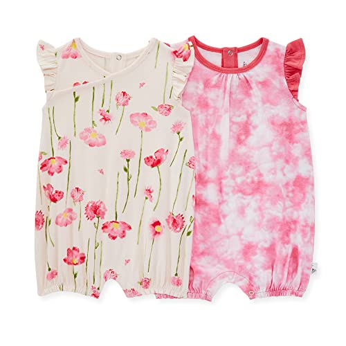 Image of Burt's Bees Baby baby-girls Rompers, Set of 2 Bubbles, One Piece Jumpsuits, 100% Organic Cotton