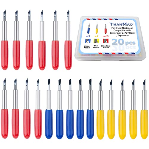 20-Pack Replacement Blades for Cricut Explore Air2/Air 3/Maker Cutting Machines by THANMAO