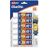 Avery Despicable Me Glue Stic, Washable, Nontoxic, Permanent Adhesive, 0.26oz, 6 Glue Sticks (00146)