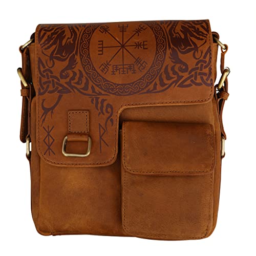Mythrojan Leather Briefcase Laptop Bag Handmade Vintage Messenger Bag Compact Shoulder Bag Handmade Bags Urban Viking Satchel Real Leather Bag Celtic iPad Tablet Cross Body Bag - 10.6â€x8.6â€x 2.6â€