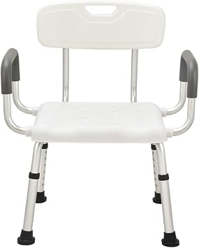 Urby Plus Size 24in Extra Wide Shower Seats for Adults with Arms & Back, Semi Pre-Assembled Bath Chairs for Seniors, or Big & Tall Person. 150kg Weight Capacity. Square