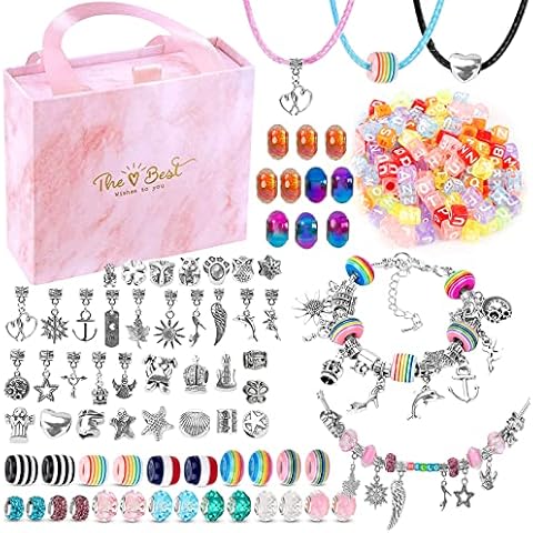 Charms Bracelet Making Kit 127 PCS Girls Beads for Jewelry Making DIY Craft Kits Gifts 6-12 Year Old Birthday Gifts for Girls Cover